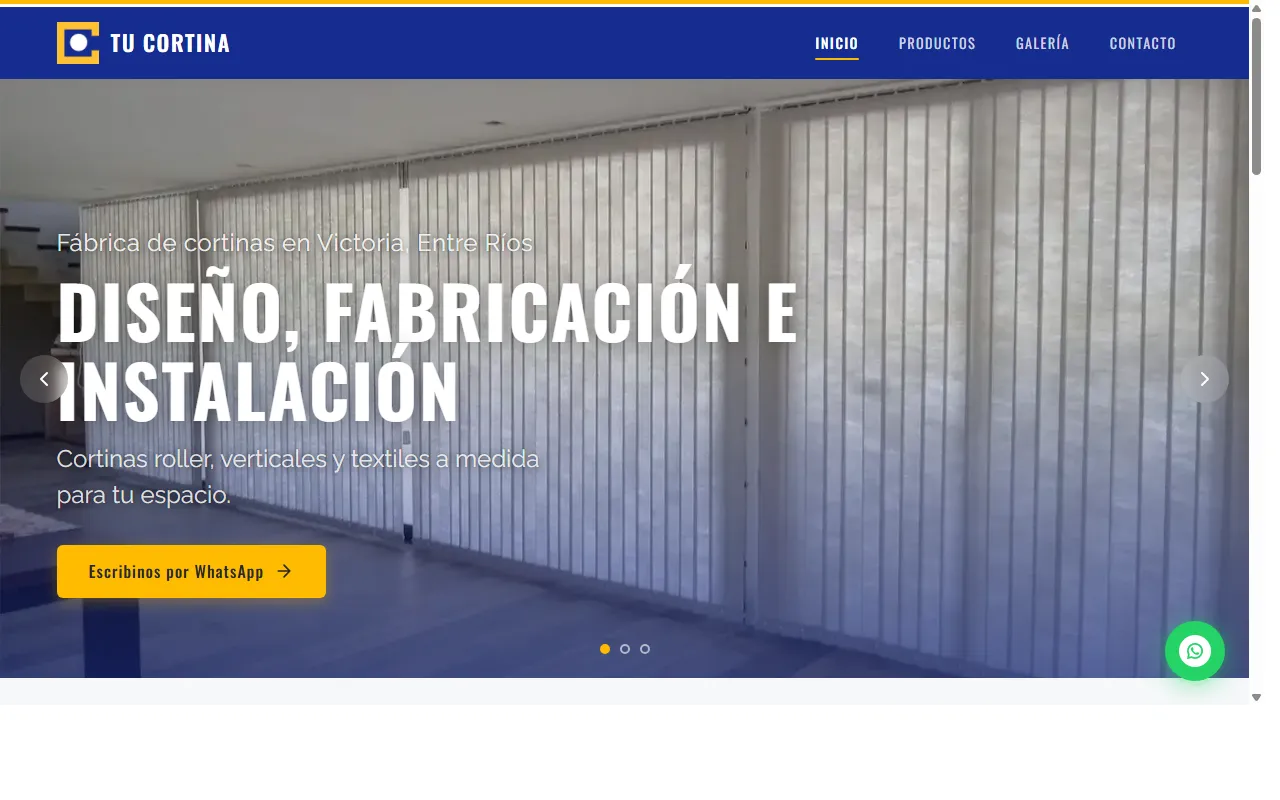 Landing page para Tu Cortina — fabricante de cortinas roller